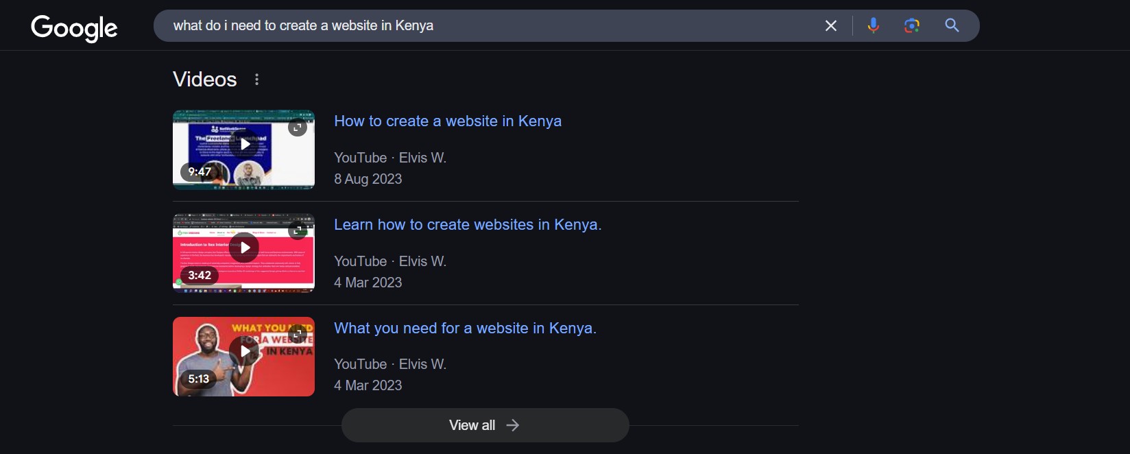 What do I need to create a website in Kenya