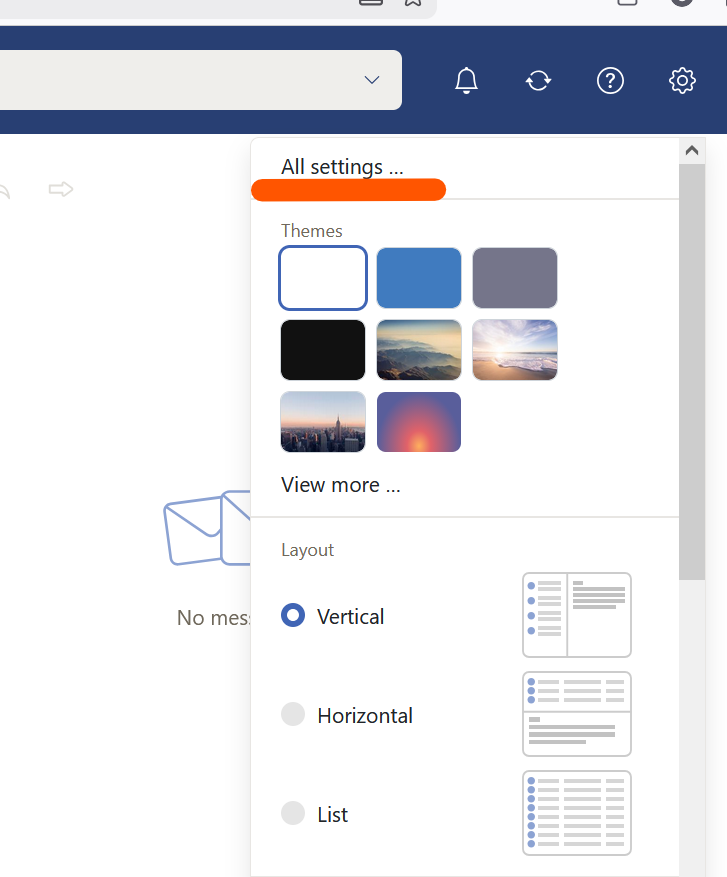 OX App Suite all settings menu