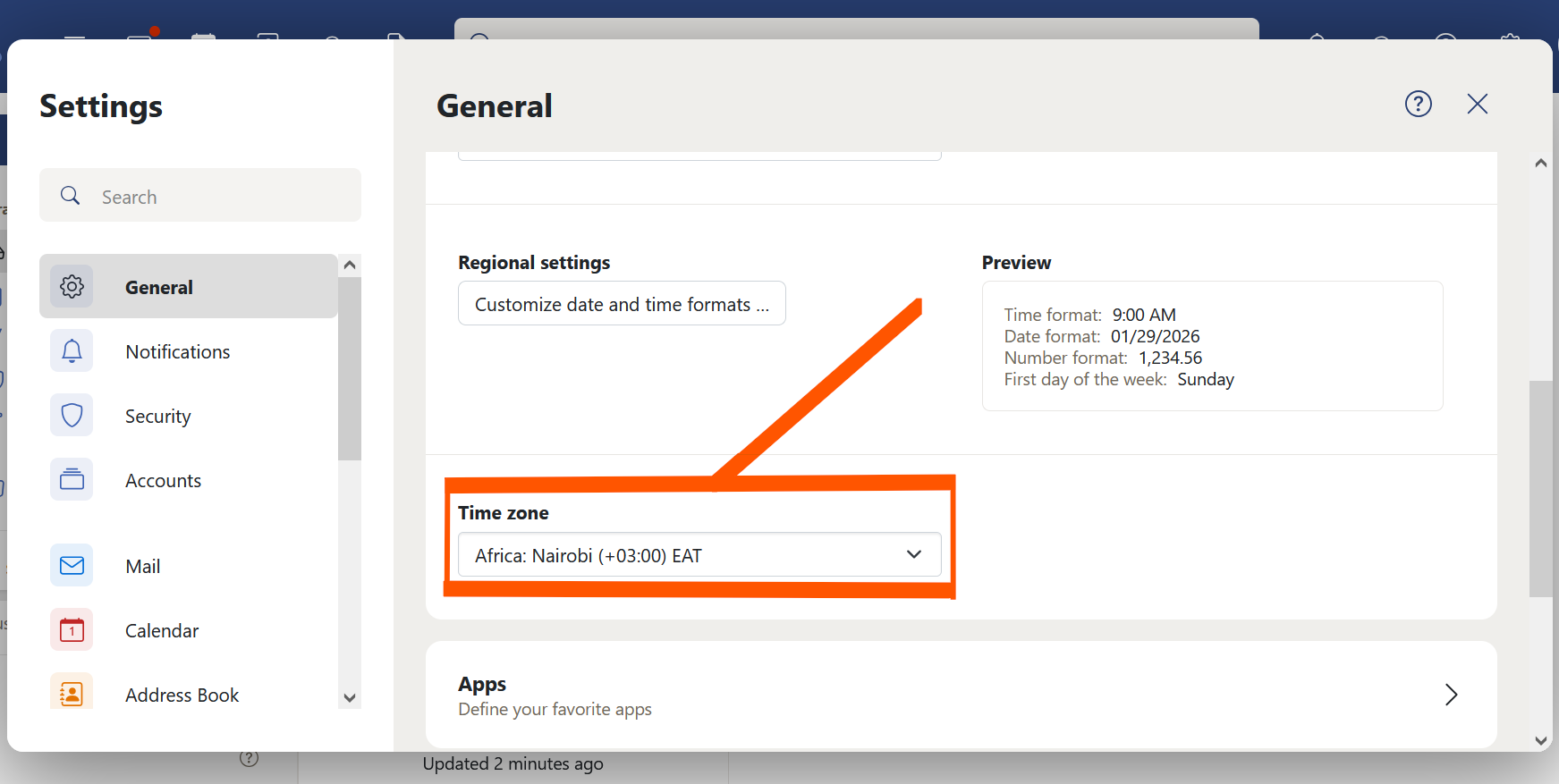 Change Time Zone in OX App Suite
