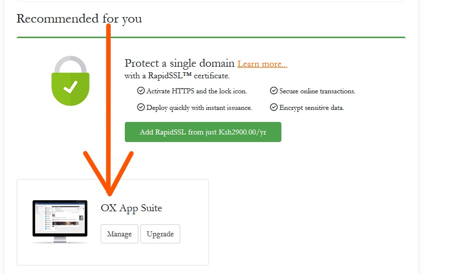 Manage OX App Suite or Email accounts right panel