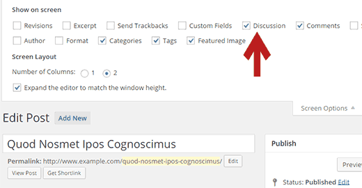 Showing Discussion Metabox on the post editor screen Showing Discussion Metabox on the post editor screen