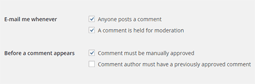 Comment email and manual approval settings Comment email and manual approval settings