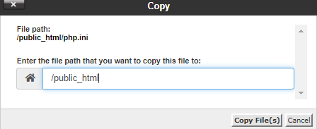 cPanel - File Manager - Copy File