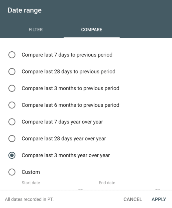 Year to Year comparison
