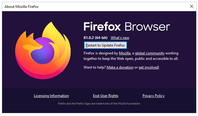 About window in Firefox.
