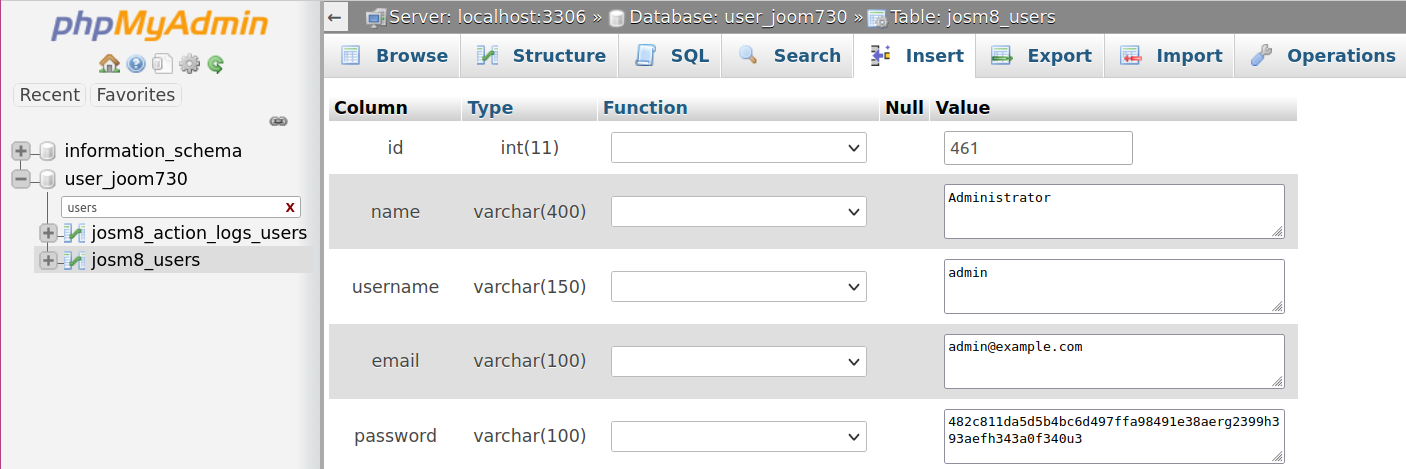 joomla reset password