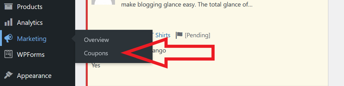 WooCommerce coupon Menu