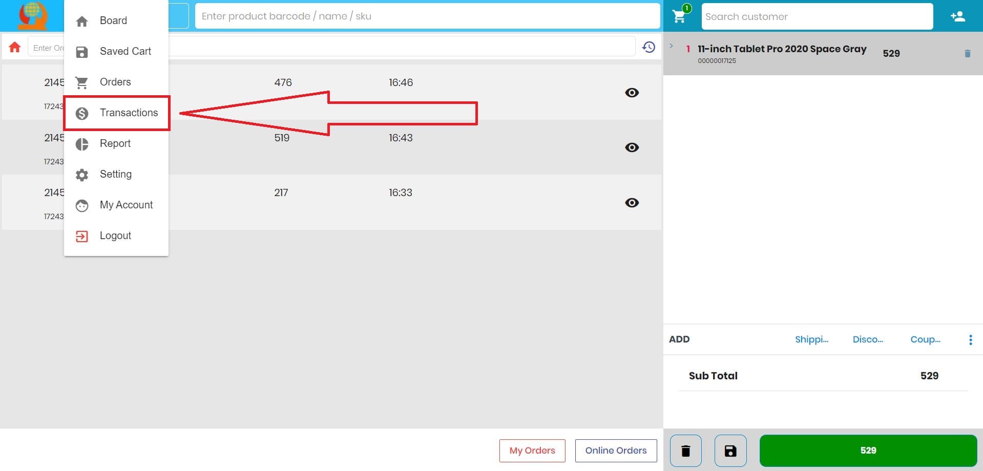 Viewing POS Transactions