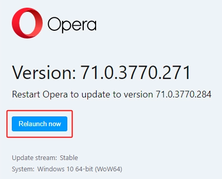 Updating Opera