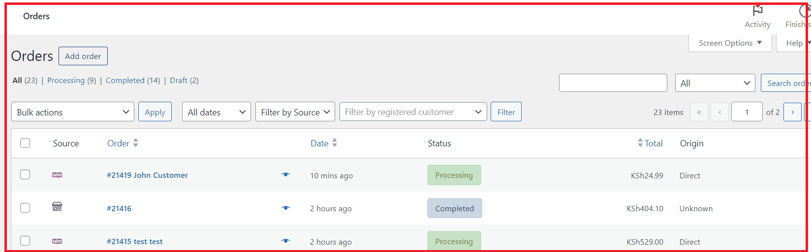 Access Orders on Wordpress Admin Dashboard