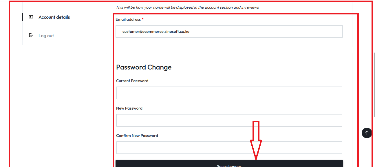 Change Your Password and Click Save Changes