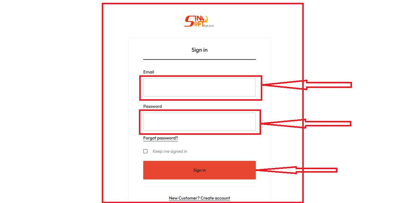 Customer Login Page
