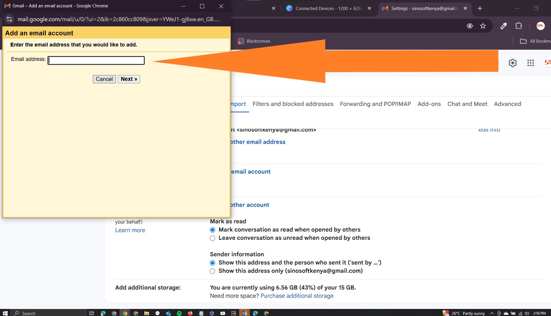 link webmail to gmail