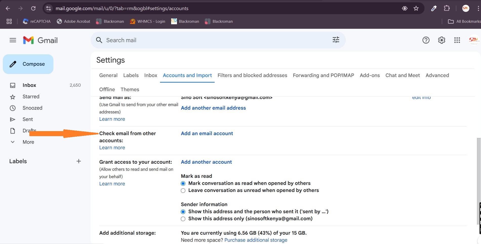 How to link webmail to gmail