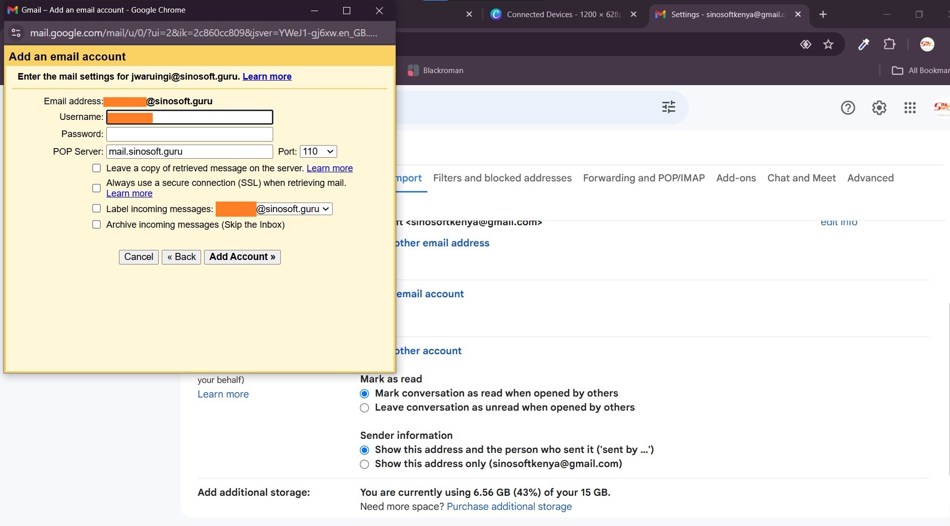 How to link webmail to gmail