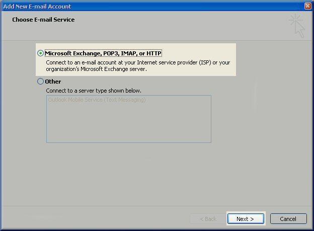 How can I set up email or webmail in outlook?