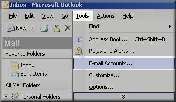 How can I set up email or webmail in outlook?