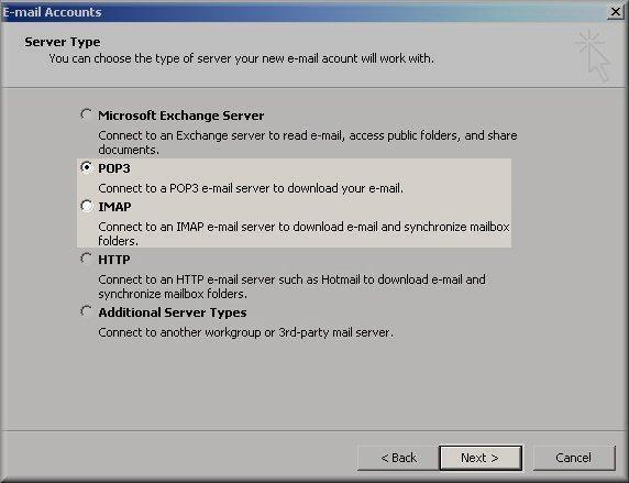 How can I set up email or webmail in outlook?