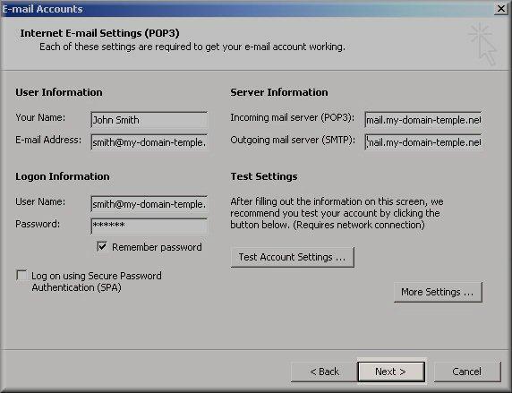 How can I set up email or webmail in outlook?
