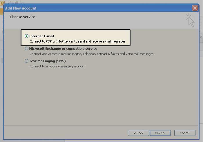 How can I set up email or webmail in outlook?