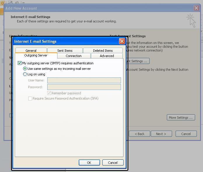 How can I set up email or webmail in outlook?