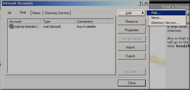 How can I set up email or webmail in outlook?