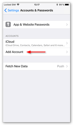 Tap Add Account to start set up