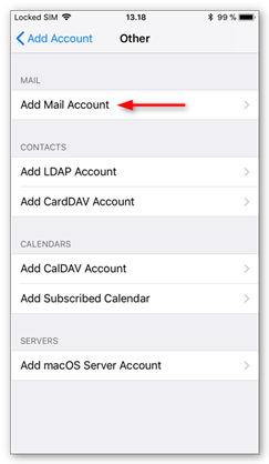 Tap Add Mail Account