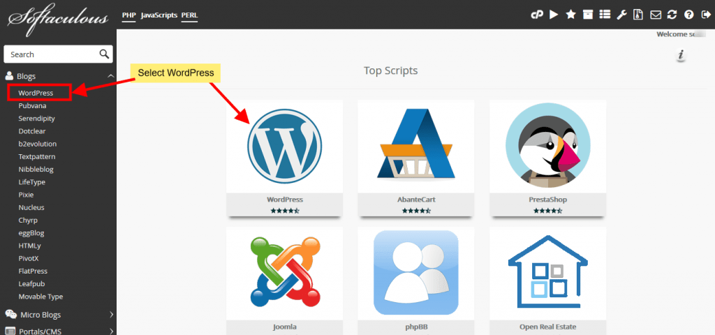 Select WordPress
